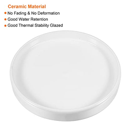 MECCANIXITY Plant Pot Saucer 16.5cm Ceramic Round Flower Drip Tray for Indoor Outdoor, White - size: 16.5cm