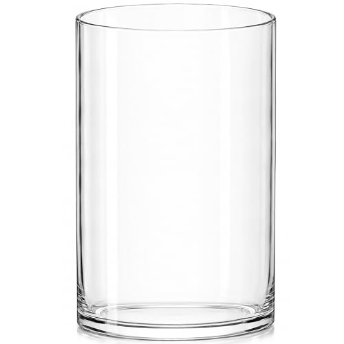 Royal Imports Glass Cylinder Flower Vase 8" Tall, 5" Opening, Clear - size: 5" wide x 8" tall