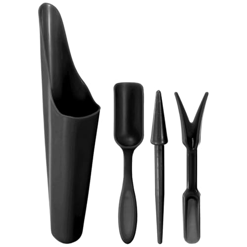 M METERXITY 1-Set Garden Shovel Hand Tools Transplanting Succulent Cultivation Digging Scoops Kits, Plastic Mini Garden Tool Set for Bonsai Potting/Flower Planting [Black] - color: Black