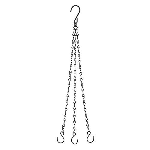 YOKIVE Hanging Chains, 3 Point Holder Adjustable Extension Chains with 2 Size S Hook, Great for Flower Pots, Plant Basket, Lantern (Black, 12.99-Inch)