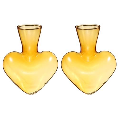M METERXITY 2-Pack Propagation Vases, Heart-Shaped Glass Propagation Stations for Indoor Plants/Desktop Decor/Home Garden, Plants Terrariums Hydroponic Vases [Brown] - color: Brown