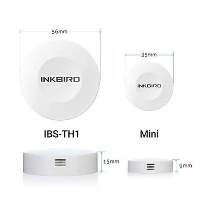 Inkbird Thermometer and Hygrometer Smart Sensor Data Logger with Waterproof External Probe Magnet for Android and iOS, for Food Storage Brewing Reptiles Instrument IBS-TH1(Battery not Included) - size: IBS-TH1+Probe.