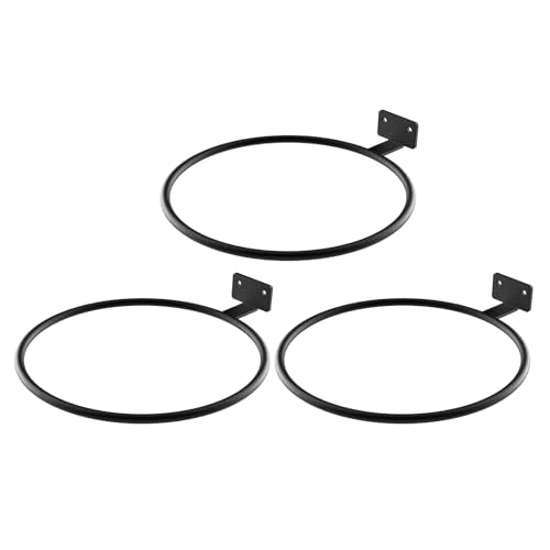 Wall Plant Holder Bulk 3in 6Pack Metal Ring Plant Hanger Black | Planter Pot Wall Mounted Bracket Heavy Duty for Outdoor Indoor - color: Black-3pack, size: 6in