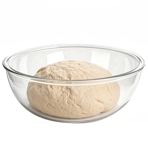 6.3Quart Large Glass Bowl for Bread Making-Glass Mixing Bowl for Sourdough Bread, Clear Breads Proofing Bowl with Covers, Ideal for Kitchen&Storage