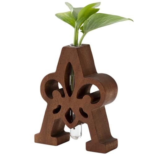 Plant Terrarium Propagation Station with Wooden Letter Stand, Glass Vase for Table Decor, Indoor Hydroponics, Home Garden Office Decor, Gift for Men and Women (A)