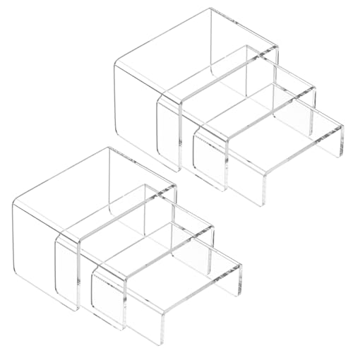 NIUBEE Acrylic Risers Display Stand 2 Set, Clear Display Risers Shelf,3x3x5 | Acrylic Risers Stand Shelves for Funko Pop Figures, Plastic Cupcake Stands for Candy Dessert Showcase Party Table Decorations - size: (3,3,5)" x2Set