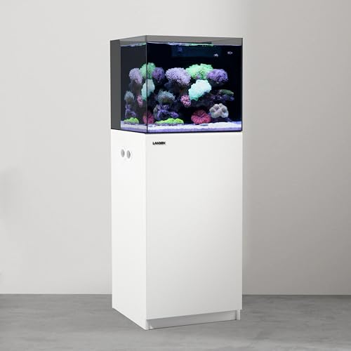 LANDEN Wooden Aquarium Stand & Cabinet, 20 Gallon Fish Tank, 17.7x17.7in | Matte white finish; 45x45x80cm, 31.5in tall; enclosed storage hides wires and gear; fresh, salt, planted or reptile setups - color: White-fig8_inlet, size: W17.7xD17.7xH31.5in(45x4