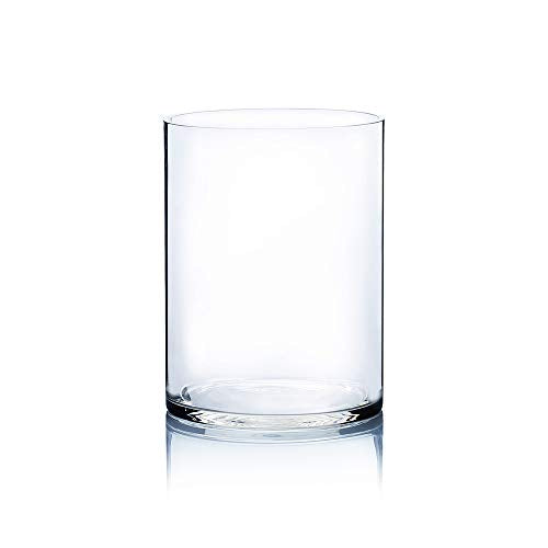 WGV Cylinder Vase, Width 9", Height 12", Clear Wide Large Diameter Flower Glassware, Floral Container, Planter Terrarium for Wedding Party Event, Home Accent Decor, 1 Piece - size: 9"x12"H