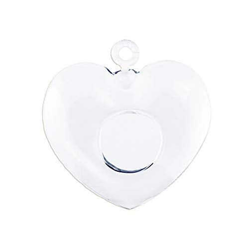 WGV Glass Hanging Plant Terrarium, Width 5", Height 5", Heart Valentine DIY Succulent Air Planter Clear Tea Light Votive Candle Holder for Event Home Garden Outdoor Decor, 1 Piece - size: Heart 5"H
