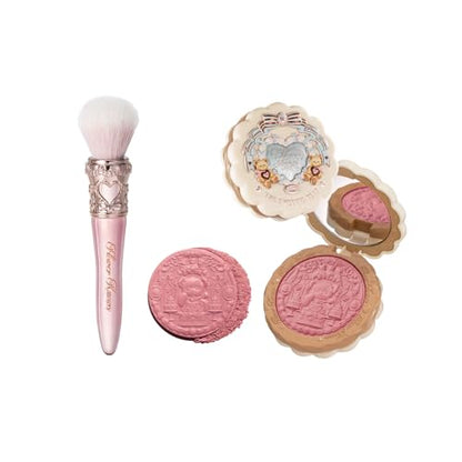 Flower Knows The Sweetie Bear Silk Satin Blush & Brush Set,Talc-Free Rose Pink Powder Blush,Highly Pigmented,Buildable&Blendable,Radiant Cheek Color for a Lively Glow,Gift-Worthy(01 Shimmer Soufflé) - color: 01 Shimmer Soufflé+Brush