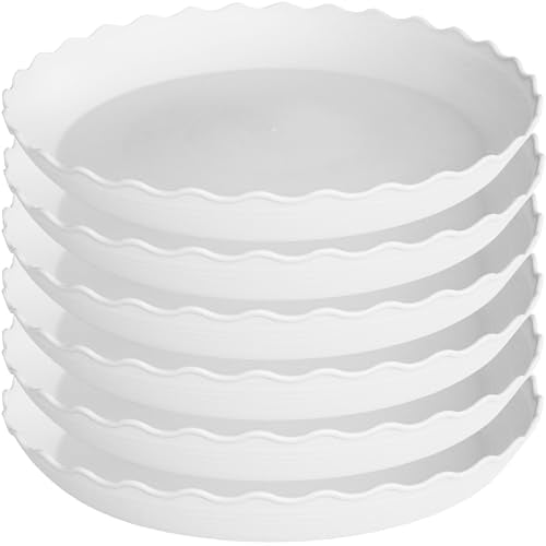 6 Pack Plant Saucer 8 inch, Heavy Duty Plastic Plant Water Tray, Planter Saucers, Flower Pot Tray Water Trays for Plant Pots (White) - color: White, size: 8" (6 pack)