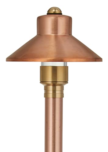 VOLT Flat Hat 12V Copper Path Light (5" Shade, 25" Tall) | 9-Foot Diameter Area of Illumination, Lamp Ready, Low Voltage, Ideal for Outdoor Pathway Walkway Garden Driveway or Patio - color: Copper, size: Path Light