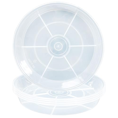 6 Pack Plant Saucer Drip Tray 11 12 inch, Pot Base for Plants Indoor, Heavy Sturdy Plastic Planter Flower Pot Saucers for Outdoor Garden, Plant Water Drip Trays for pots (12", Clear) - color: Clear, size: 12" - 6Pcs