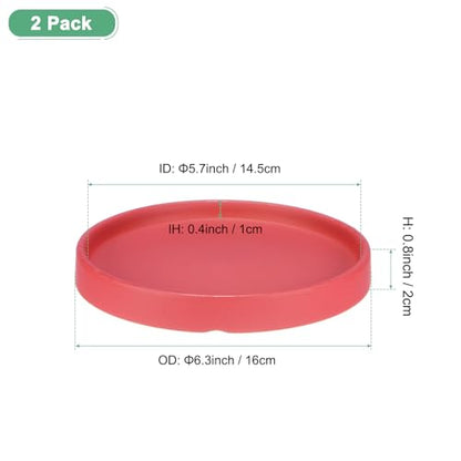 M METERXITY 2-Pack Ceramic Plant Saucer, 6.3 Inch Plant Water Catcher Tray, Plant Pot Saucers for Indoor/Outdoor Plants/Flower Drainage Drip Water Tray [Round Dark Red] - color: Dark Red