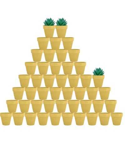 vensovo 48 Pcs 2" Tiny Terracotta Pots with Drainage,Yellow Clay Pot - color: Yellow