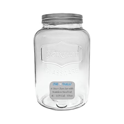 ICE N COLD Large Glass Jar - Clear Wide Mouth Container for Storage, Kitchen, Pantry, and Laundry (1-Gallon | 4-Liter) - size: 1-Gallon | 4-Liter