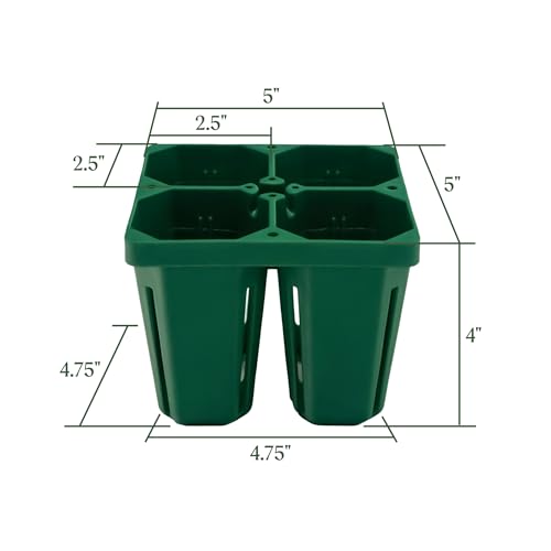 Vego garden Jumbo Seedling Trays Without Lids, 64 Pack Reusable Propagator Growing Starter Tray for Larger Plants, Heavy-Duty Plastic Germination Trays (4-Cell per Tray) - size: 64 Packs, style: 4 Cells Jumbo Size