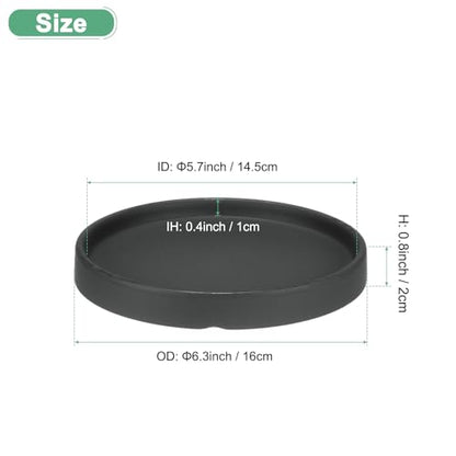 M METERXITY Ceramic Plant Saucer, 6.3 Inch Plant Water Catcher Tray, Plant Pot Saucers for Indoor/Outdoor Plants/Flower Drainage Drip Water Tray [Round Black] - color: Black