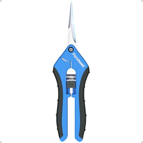 Fondwell 6.5" Precision Pruning Shears for Gardening Bud Trimming Scissors | 1-Pack Garden Snips, Ultra-Sharp Micro-Tip Straight Blades, Fatigue-Free - Best for Delicate Cutting Flower Stems Herbs Buds - color: Silver (Straight Blades)