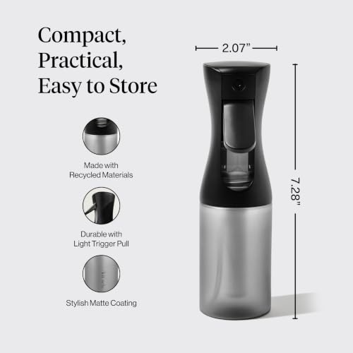 Kitsch Continuous Spray Bottle for Hair – Black, 150ml | Fine Mister Spray Bottle & Water Spray Bottle – Recycled Hair Spray Bottle – Spray Bottles for Cleaning, Styling, & More - color: Black