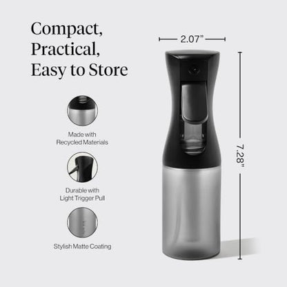 Kitsch Continuous Spray Bottle for Hair – Black, 150ml | Fine Mister Spray Bottle & Water Spray Bottle – Recycled Hair Spray Bottle – Spray Bottles for Cleaning, Styling, & More - color: Black