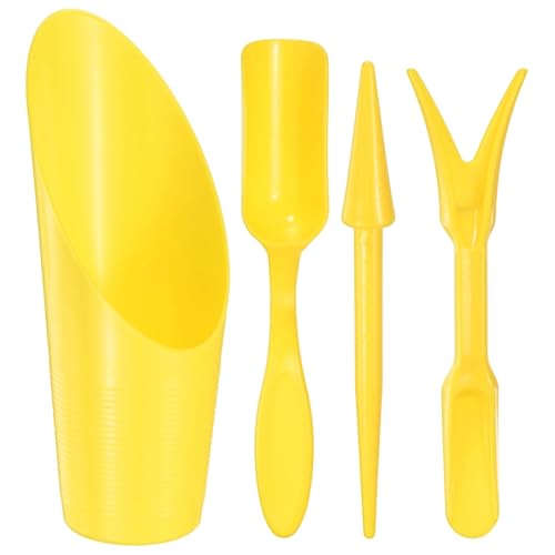 M METERXITY 2-Set Garden Shovel Hand Tools Transplanting Succulent Cultivation Digging Scoops Kits, Plastic Mini Garden Tool Set for Flower Planting/Bonsai Potting [Yellow] - color: Yellow