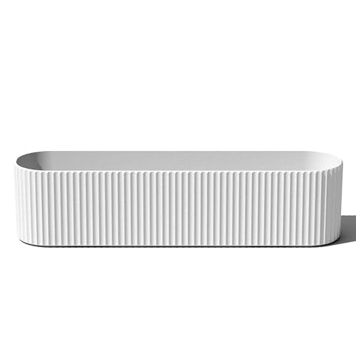 Veradek Demi Series Window Box Planter - Round Outdoor Planter | Made From a Durable Plastic-Stone Composite With Pre-Drilled Drainage Holes. Modern Patio/Tabletop Décor - color: White, size: 36 inch