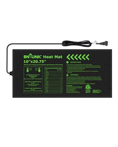 BN-LINK 10" x 20.75" Seedling Heat Mat for Seed Starting Plants Germination | 1 Pack Durable Waterproof Plant Heating Pad Warming Mat for Seed Starter, Indoor Growing, Hydroponic, Greenhouse, ETL Listed - size: 10x20.75 1 Pack
