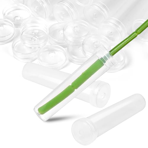 DIYASY 30 Pcs Floral Water Tubes with Caps, Clear Single Plastic Flower Tube Vials for Single Stem Bouquet Roses Buds Making Florist Supplies Propagation Wedding Floral Arrangement