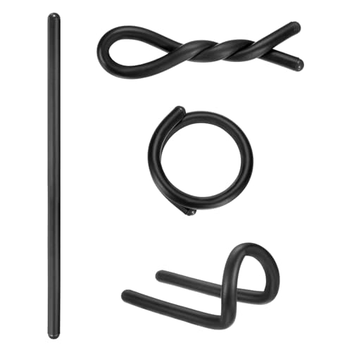 M METERXITY 4-Pack Twist Rubber Ties, 17-Inch EVA Foam Reusable Twist Ties for Organizing Bundling Cords/Wires/Cables, Bendable Rubber Tie Down Straps [Black] - color: Black