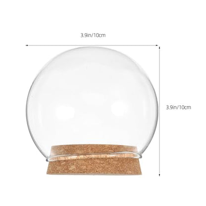 ABOOFAN 5pcs Glass Clear Cloche Globe Display Dome with Wood Base 10cm Decorative Glass Cloche Bell Jar Display Case for Valentines Day Collectibles Enchanted Rose Specimens Snow Globe Craft