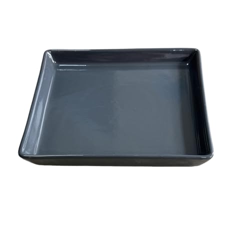 Square Ceramic Plant Saucer Tray 12 13 14 Inch Grey,14" OD x12.2 ID x1.6 Deep, Sturdy Heavy Duty Glazed Planter Drip Flower pots with Catch Basin for Indoor Outdoor Plants(14" Grey) - color: Gray, size: 14" x 12.2" x 1.6"