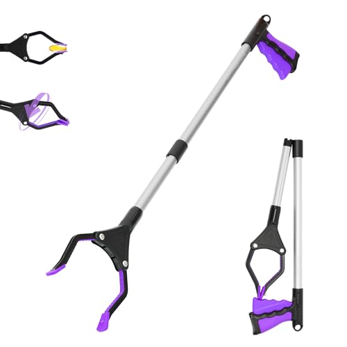 32 inch GrabRunner Folding Reacher Grabber Tool with Magnet for Seniors, Disabled, After Surgery Recovery(Purple) - color: Purple
