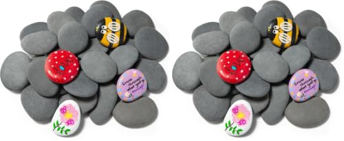 Simetufy 25 Pcs River Rocks for Painting, 2"-3" Flat & Smooth Stones (Pack of 2) - size: 2-3in -25pcs (Pack of 2)