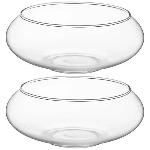 2 PCS Glass Vase Bowls, 7.8 in Wide Mouth Round Flower Vase, Clear Terrarium Bowl, Glass Hydroponic Planter, Floral Container, Fish Bowl Centerpiece for Wedding Table Home Decor