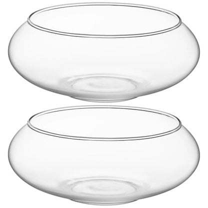 2 PCS Glass Vase Bowls, 7.8 in Wide Mouth Round Flower Vase, Clear Terrarium Bowl, Glass Hydroponic Planter, Floral Container, Fish Bowl Centerpiece for Wedding Table Home Decor