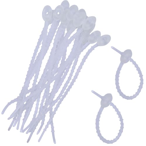 30pcs Silicone Self Locking Reusable Zip Ties for Fixing Bundling Organizing 4.7in Pastel Color Soft Cord Cable Strap Multi Purpose Twist Tie Clip for Garden Plant Home Kitchen Office (Clear) - color: Clear