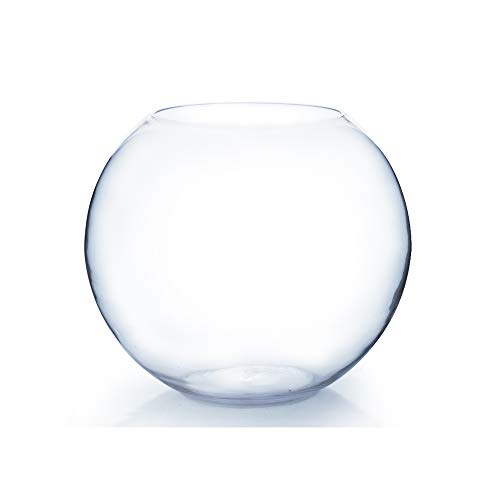 WGV Large Bowl Glass Vase, Diameter 19", Height 16", (Multiple Sizes Choices) Clear Huge Round Bubble Vase Jar, Floral Planter Terrarium for Wedding Event Home Decor, 1 Piece (VBW1916) - size: 19"D