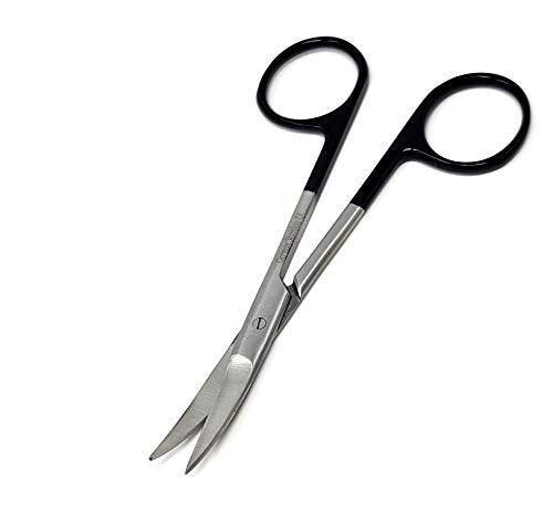 Iris Micro Dissecting Scissors 4.5" Curved Fine Point - Perfect for Doctors, Nurses, EMS, Students, Education & Training and More (Black Rings) - color: Black Rings