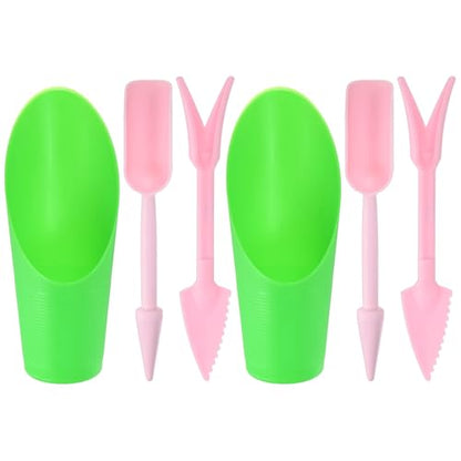 M METERXITY 1-Set Succulent Tools, Plastic 2-in-1 Mini Garden Shovel Hand Succulent Transplanting Tools Garden Shovel Transplant Trowel for Planting/Digging/Aerating/Sowing [Green,Pink] - color: Green,Pink