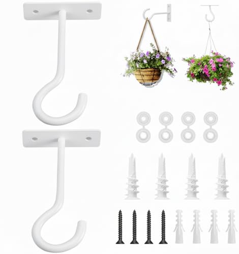 2Pack 4Inch Ceiling Hooks for Hanging Plant, Wall Hanger Plant Holder White - size: 4Inch 2Pack-White