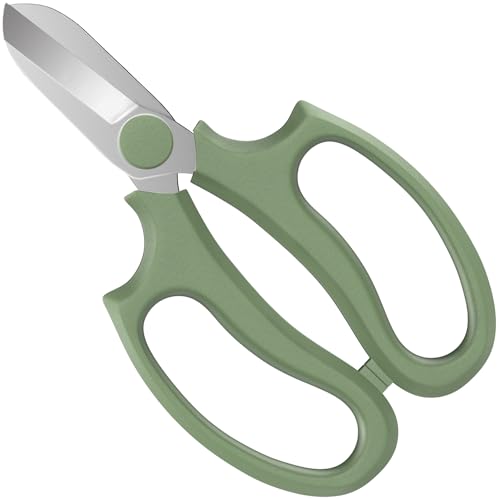Housolution Flower Scissors, Steel Garden Pruning Shears, Avocado Green | Strong Floral Shears, Floral Fruits Leaf Scissors Hand Pruner Snip Trimming Tool for Gardening Flower Arrangement - color: Avocado Green, size: 1 Pack