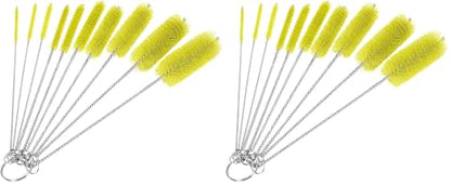 CiaraQ Bottle Cleaning Brushes, 8 Inch Nylon Tube Brush Set, Cleaner for Narrow Neck Bottles Cups with Hook, Set of 10pcs. (Pack of 2) - color: Yellow, size: 8.0 Inch (10pcs) (Pack of 2)