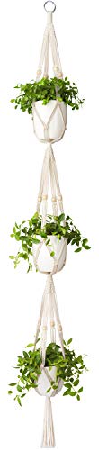 Mkono Set of 2 Macrame Plant Hangers Indoor 2 Different Size Hanging Planter Basket Flower Pot Holder 70"/49"