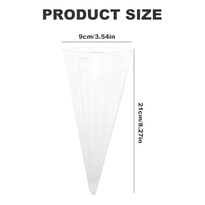 8.2 Inch High Small Wall Hanging Glass Planter Vase, Clear Cone Terrarium for Succulents Air Plants Mini Flower Wall Vase Flower for Indoor or Outdoor Bedroom Living Room Kitchen Office