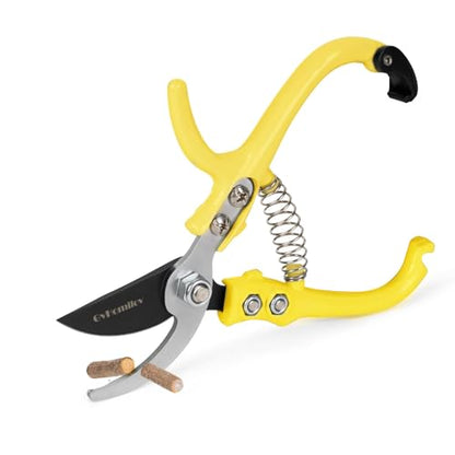 Q-Shaped Lightweight Gardening Pruning Shears for Plant & Tree Trimming - color: Yellow