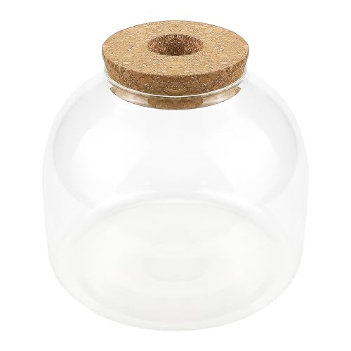 Round 5.9" Glass Terrarium Jar with Cork Lid | Succulent Planter Vase Airtight Candy Cookie Jar for Plants Crafts