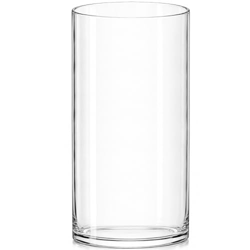 Royal Imports Glass Cylinder Flower Vase 10" Tall, 5" Opening, Clear - size: 5" wide x 10" tall