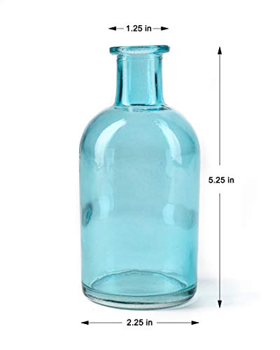 Serene Spaces Living 6-Piece Medicine Bottle Vases for Long Stem Flowers - Small Size, Turquoise Vases Set - color: Turquoise, Small, Set of 6