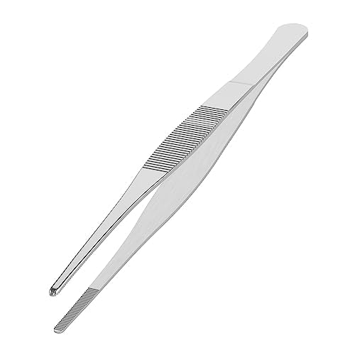 8" Stainless Steel Tweezers, Straight Blunt, 3/64" Thick